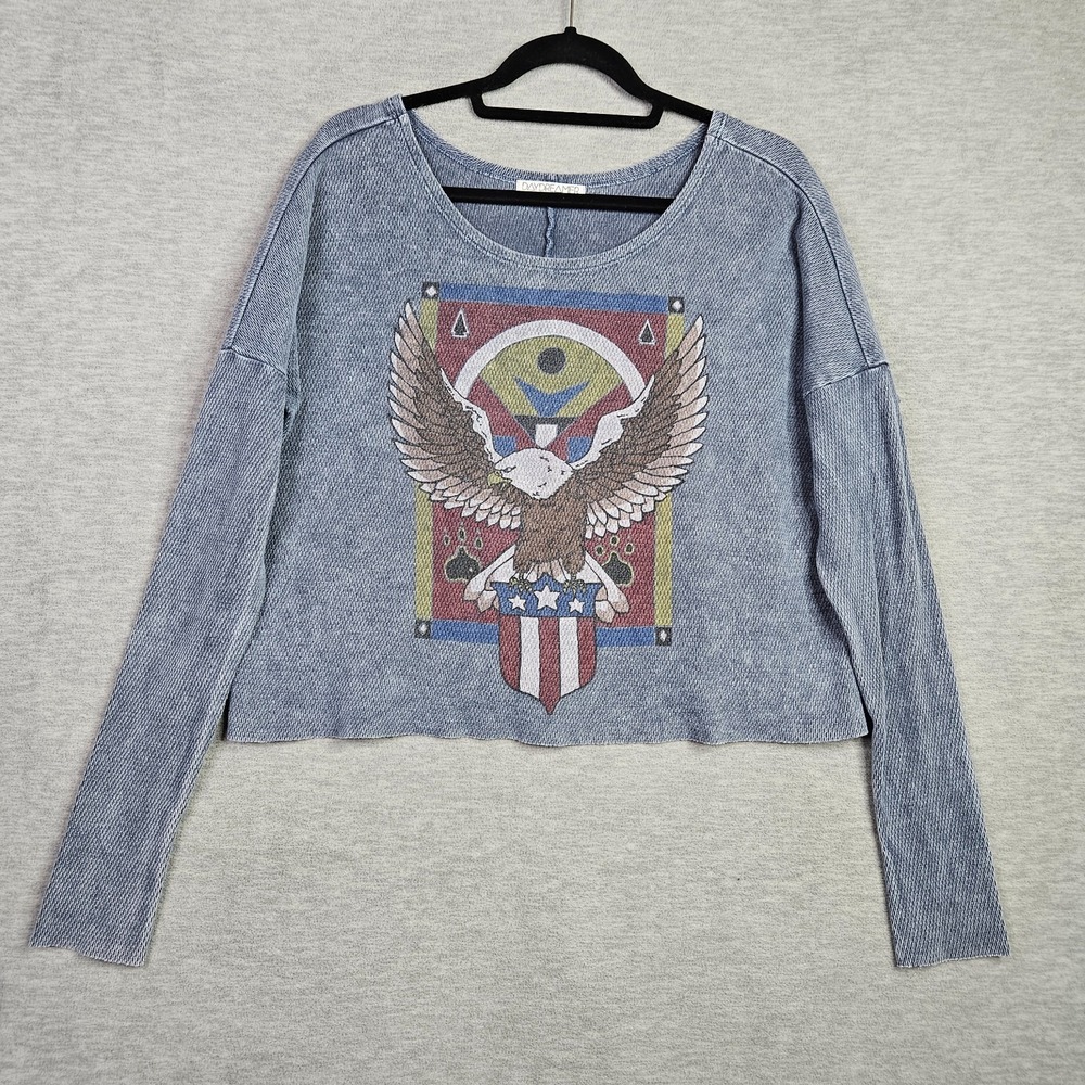 Daydreamer LA Women's Size M/L American Eagle Crop Round Neck Thermal Top